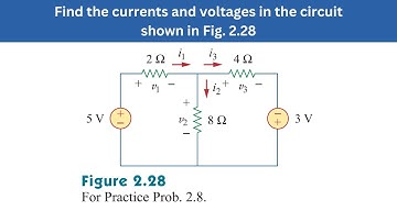 Practice Prob. 2.8 | Find the currents & voltages in the circuit in Fig. 2.28 | FEC 4th Edition
