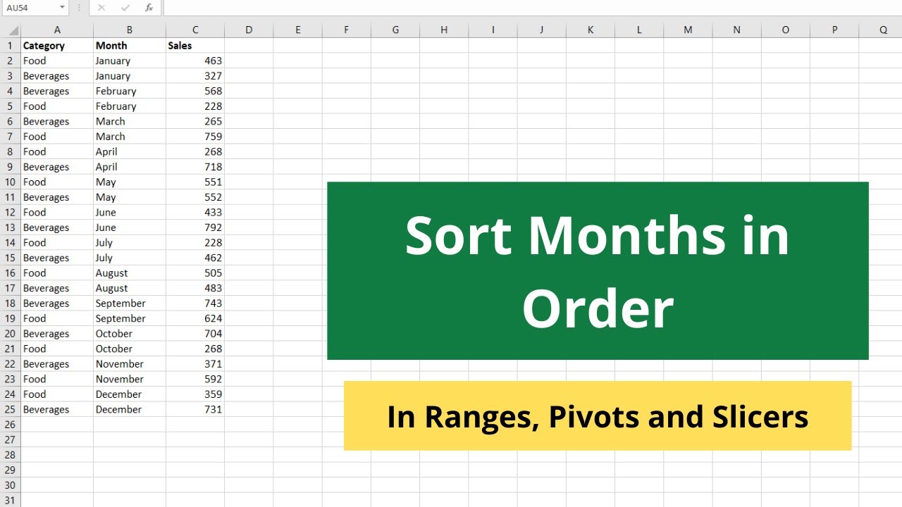 How to sort Month and Day names in Excel