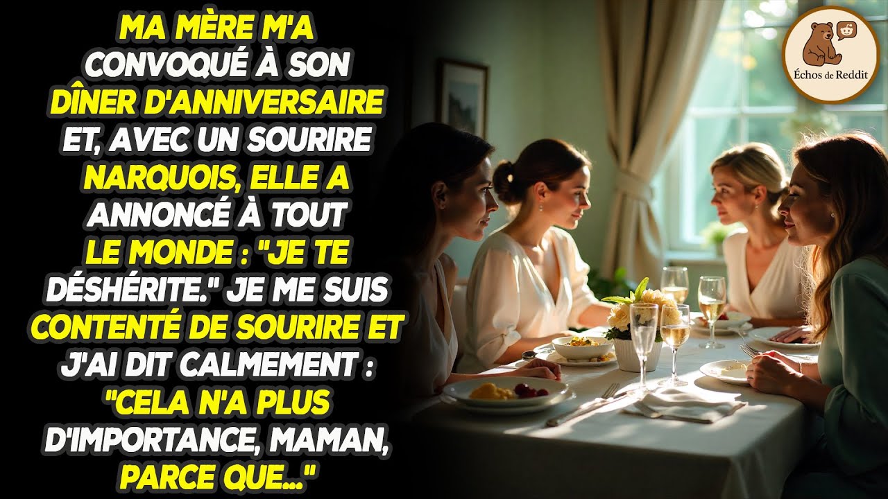À son anniversaire, ma mère m'a déshéritée – elle n'avait aucune idée de ce que je cachais