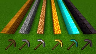 Which pickaxe is faster to mine ? How many durability left ?