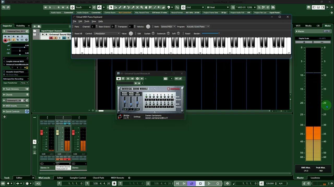 Steinberg Universal Sound Module and Virtual MIDI Keyboard VMPK