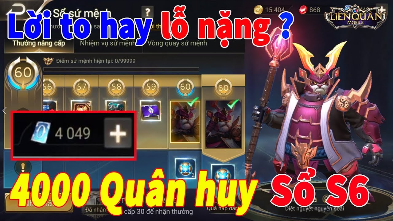 Mở Sổ Sứ Mệnh Mùa 6 Đầu Tư 4000 Quân Huy Mở Full Vòng Quay Sứ Mệnh Mùa 6 Liên Quân Mobile TNG