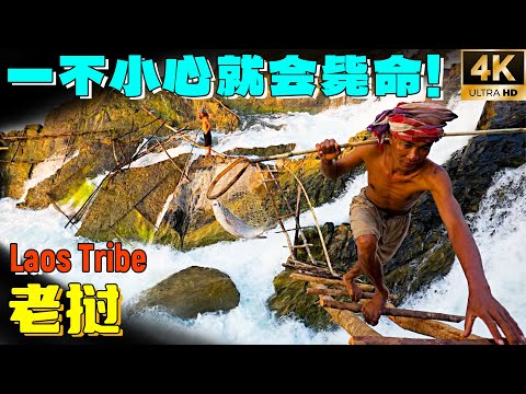 东南亚最后的捕鱼村：雨林瀑布设置竹坝捕鱼，一周只能赚20块！一不小心就会毙命，如今靠女人下河捕鱼！