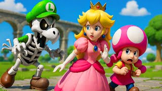 Princess Peach \& Toadette Under Attack by Dry Bones Luigi! 👑🍄 Super Mario Odyssey Story