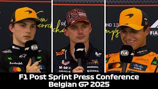 Download Lagu F1 Post Sprint Press Conference - Max Verstappen, Oscar Piastri \u0026 Lando Norris | Belgian GP 2025 MP3 Download Lagu F1 Post Sprint Press Conference - Max Verstappen, Oscar Piastri \u0026 Lando Norris | Belgian GP 2025 MP3