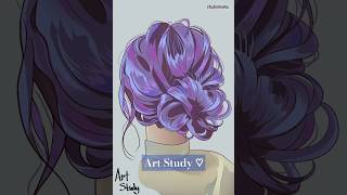 Art Study of Hair but make it purple  💜  #clipstudiopaint #speedpainting #celshading #digitalart