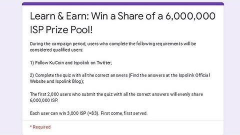 Learn & Earn Win a Share of a 6,000,000 ISP Prize Pool FCFS l kucoin giveaway l Crypto Info Airdrop