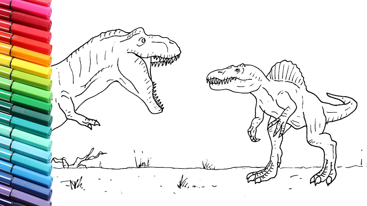 spinosaurus vs t rex drawing