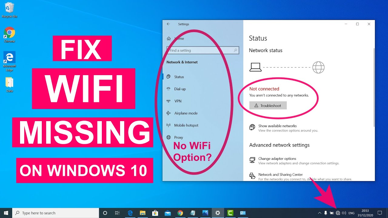  Update Fix WiFi Not Showing in Settings On Windows 10 | Fix Missing WiFi