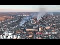 Drone video shows explosions over Bakhmut in eastern Ukraine