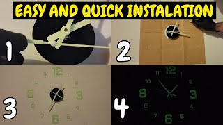 Fluorescent 3d WALL CLOCK Installation from AliExpress - Step By Step