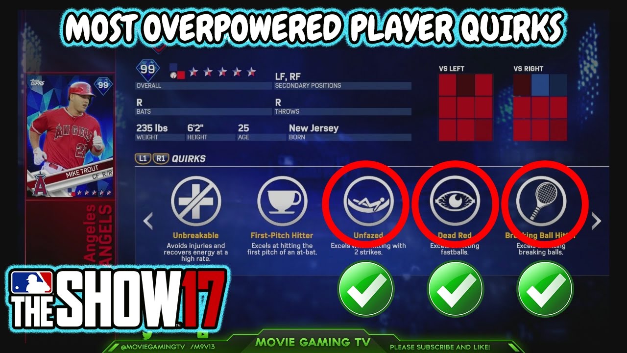 Best Player Quirks [Most Overpowered Player Quirks] MLB The Show 17 Tips