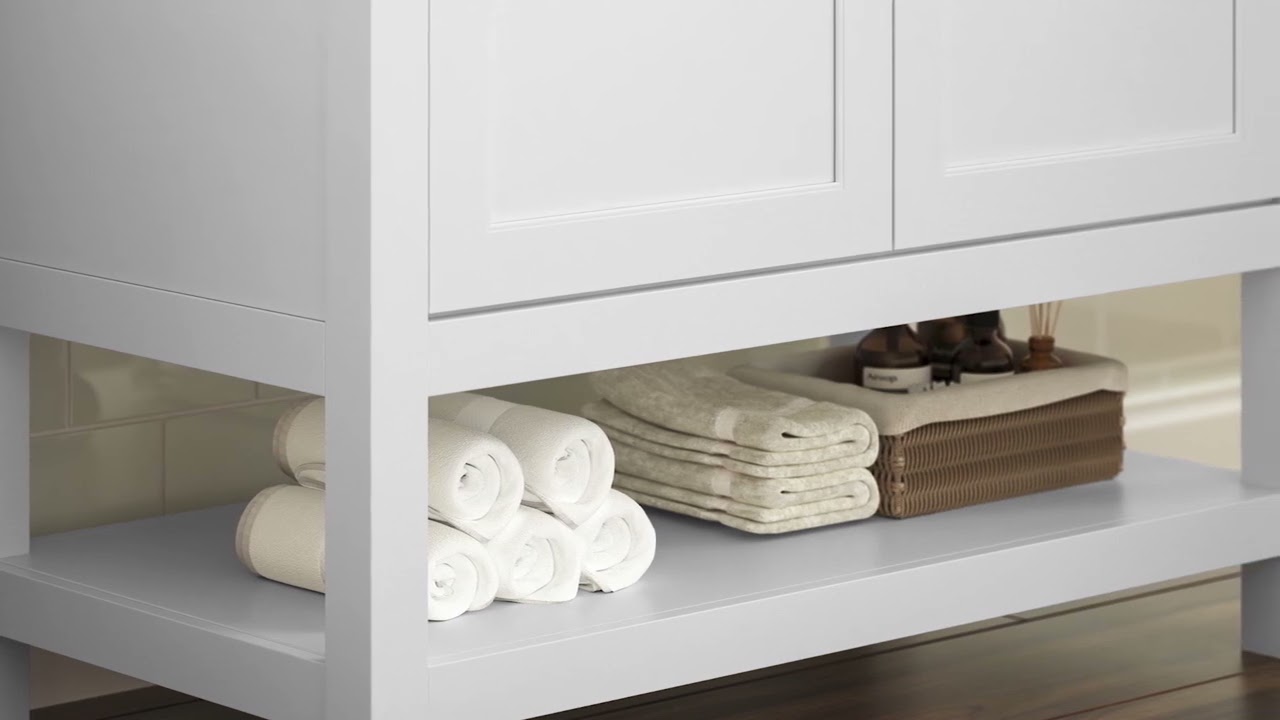 AGS Vega 36" Bathroom Vanity with Sink Combo, Storage Cabinet with Soft Close Doors and Open Shelf