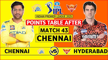 IPL 2025 Points Table | IPL Points Table After Match 43 CSK vs SRH | IPL 2025 SRH vs CSK Point Table