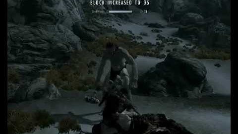 Skyrim Block + Kill Giant with 2h at low Level
