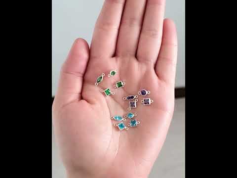Sterling Silver Jewel Toned Bracelet Connector Shapes, 3 Colors