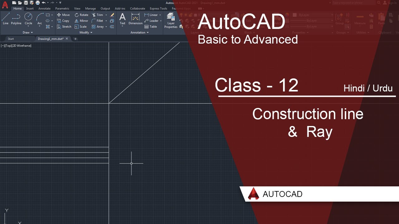 AutoCAD Class 12 – Construction Line & Ray Command Explained | Urdu ...