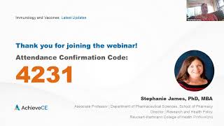 Immunology and Vaccines: Latest Updates– 2 CE – Live Webinar on 05/26/26