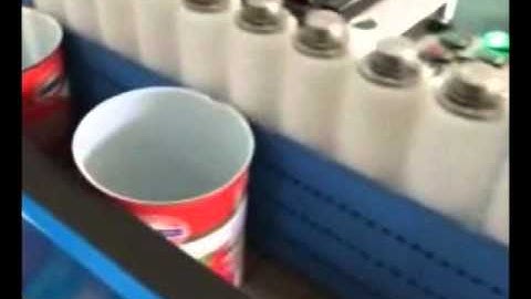Cans wet glue labeling machine test video