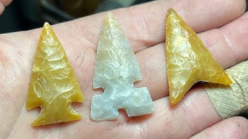 Notching small arrowheads.