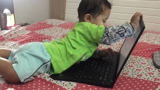 Techboy 8 Month Boy Using Laptop Technology Boy