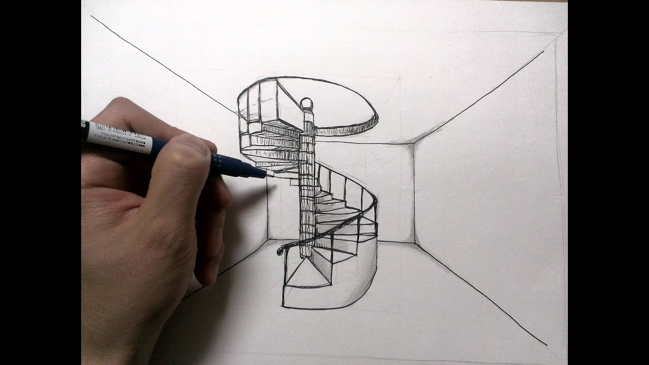 らせん階段を描く方法 How To Draw A Spiral Staircase Youtube