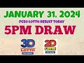 Lotto result today 5pm january 31 2024 swertres ez2 pcsolotto