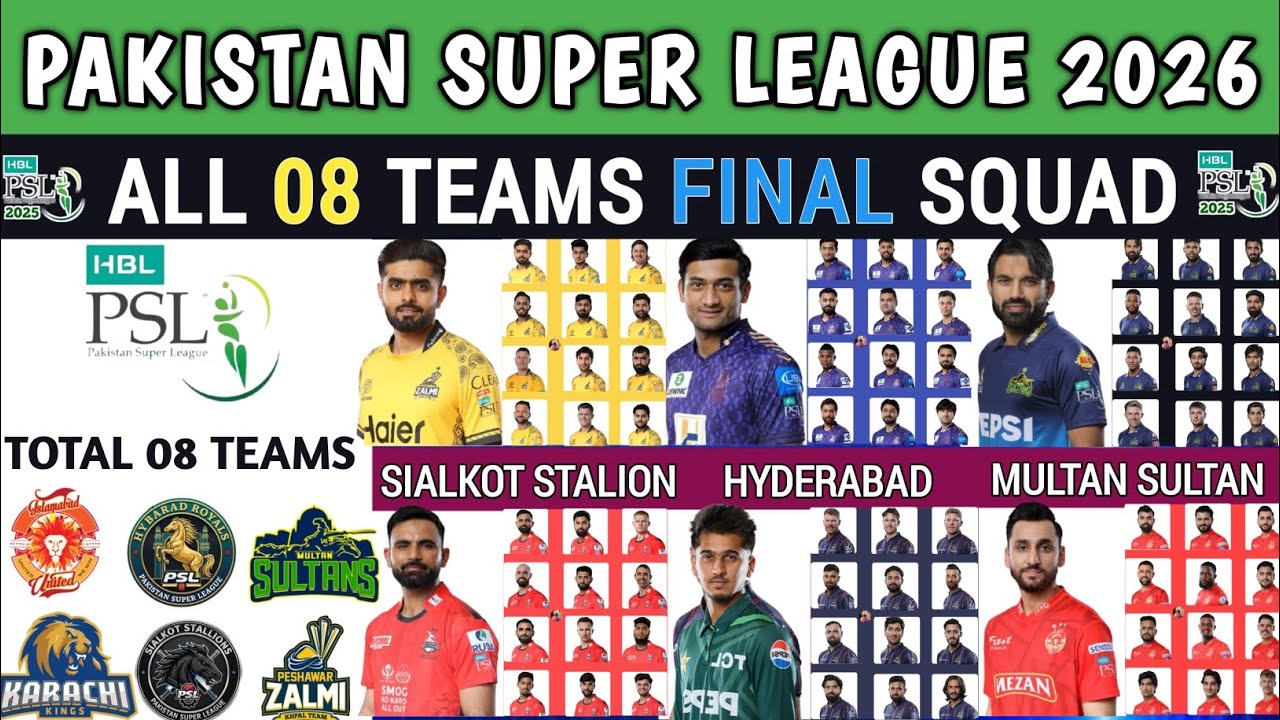PSL 2026 - All Teams Squad | Pakistan Super League 2026 All Teams Squad | 2026 PSL All Teams Squad