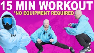 15 min Beginner Snowboard Workout | Body Weight Only | 4K