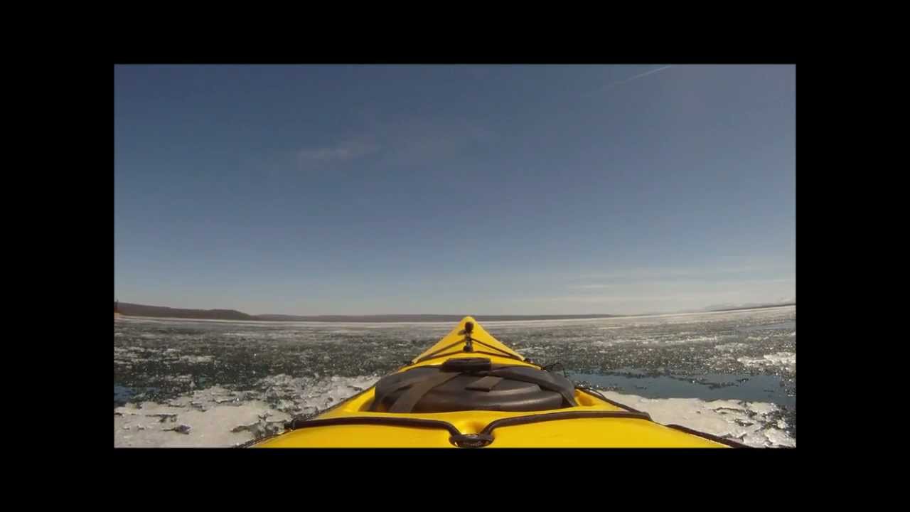 Kayak Yellowstone Lake - breaking the Ice - YouTube