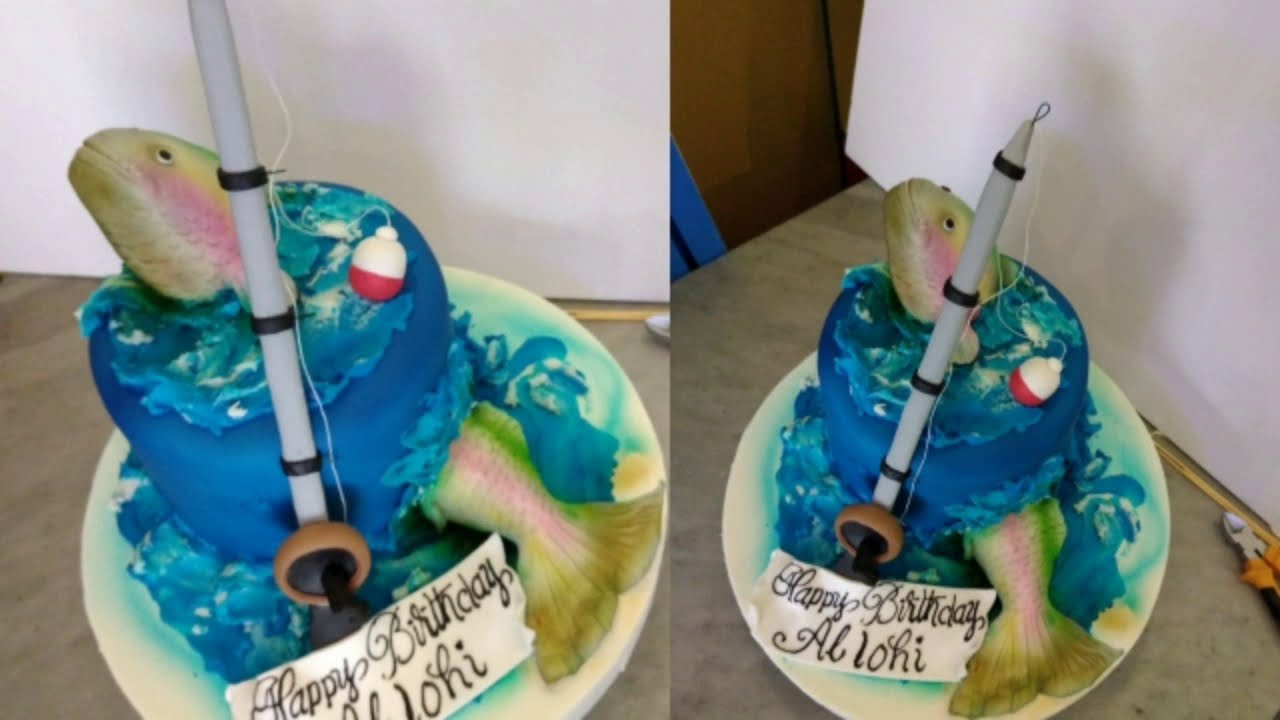 Fishing time design 3D Edible, Birthday Cake Topper