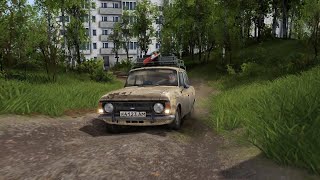 Засадил ИЖ 412 &quot;Москвич&quot; на дворовой пересечённой дороге. Spintires