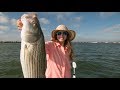 Wife Goes Striped Bass Fishing | Catch and Cook