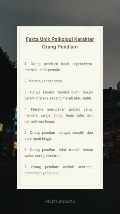 Fakta Menurut Psikologi Karakter Orang Pendiam || #psikologi #short #ytshorts