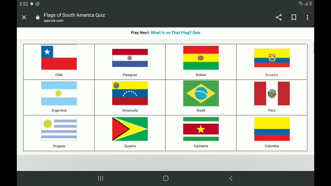 Guessing the flags of South America! (Sporcle) YouTube