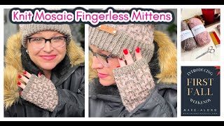 Cocoa Dreams Knit Mosaic Fingerless Mittens - Free Pattern