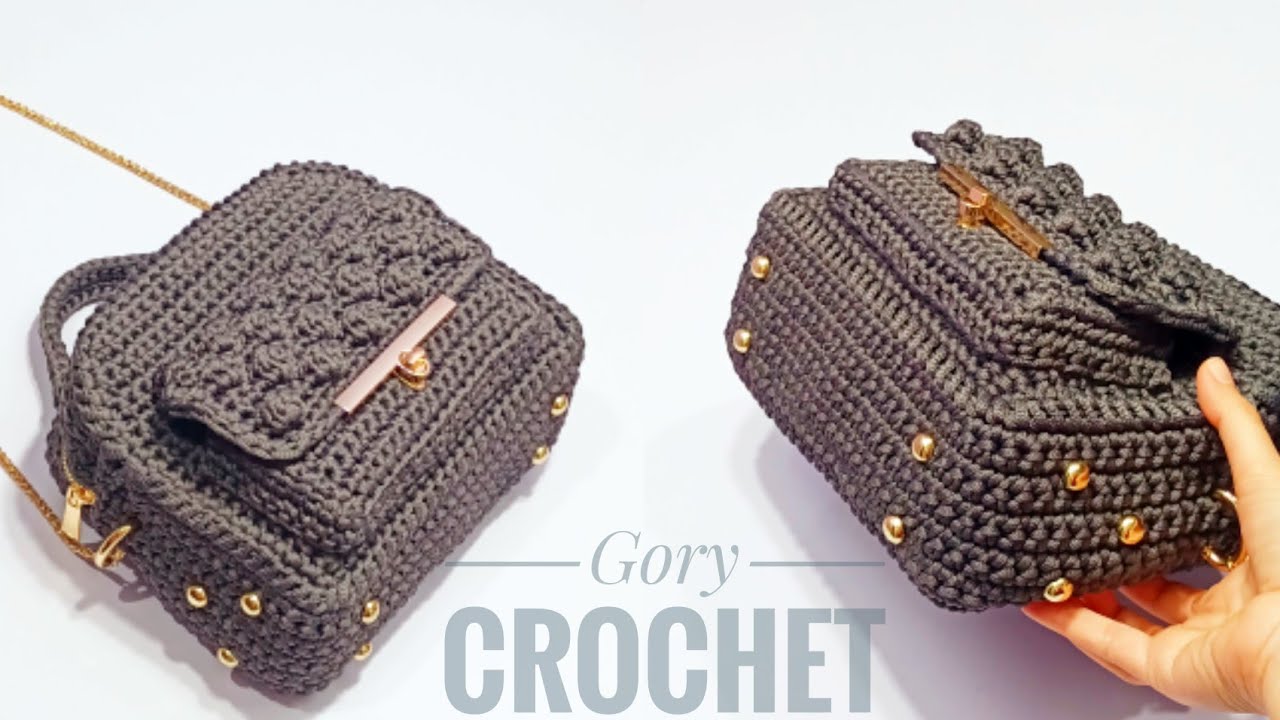 شنطه كروشيه بجيب امامي/Bolso cruzado o trasero/Cross or back bag /Сумка через плечо или на спине