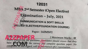 Mdu MBA 2nd Sem Communication & Soft Skill Question Paper 2021