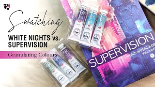 Swatching Granulating Watercolors  White Nights vs Supervision