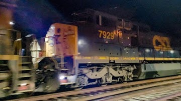 CSX 7929, an ex- LMS/Conrail dash 8, trails on CSX double stack intermodal train