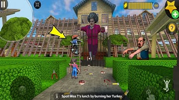 Scary Teacher 3D - troll Miss T many trap and ladders (Mod menu) gameplay part 5291 #scaryteacher3d