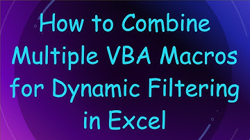 How to Combine Multiple VBA Macros for Dynamic Filtering in Excel