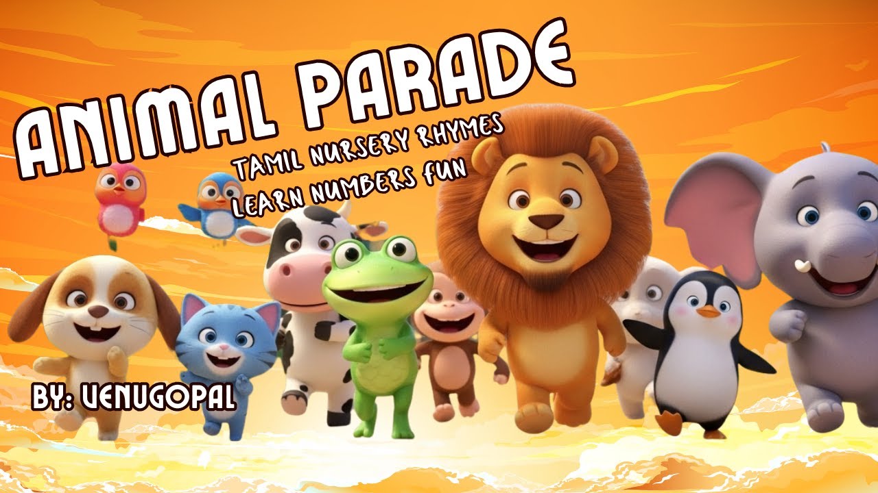 Animal Parade 1 to 10 | Tamil Nursery Rhymes | Learn Numbers Fun 