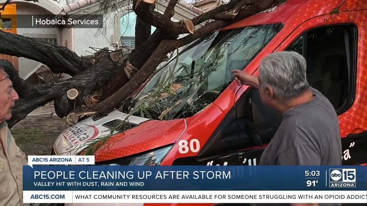 Valley residents cleaning up after dust storm - YouTube