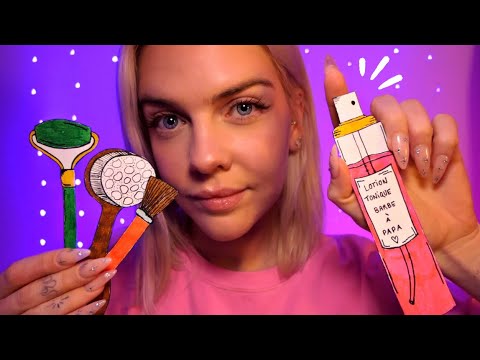 ASMR | ton skincare avec des cosmétiques en papier 💕 layered sounds