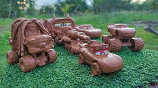 : Clean various miniature cars & muddy Disney car convoys! Play in the garden