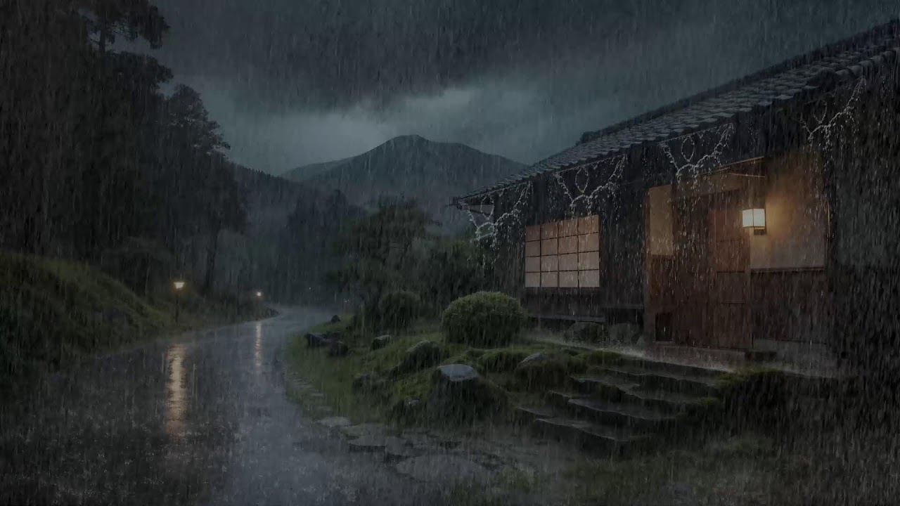 Ease Anxiety 🌧️ Rainfall Falling on Countryside Roof for Deep Sleep and Focus 💫