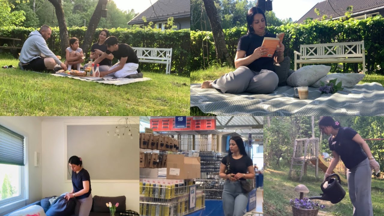 روتيني لما الاطفال مو بالبيت | زراعة ورد، قراءة، تسوق، وعشاء عائلي بالحديقة 🌸📖🛒🍔