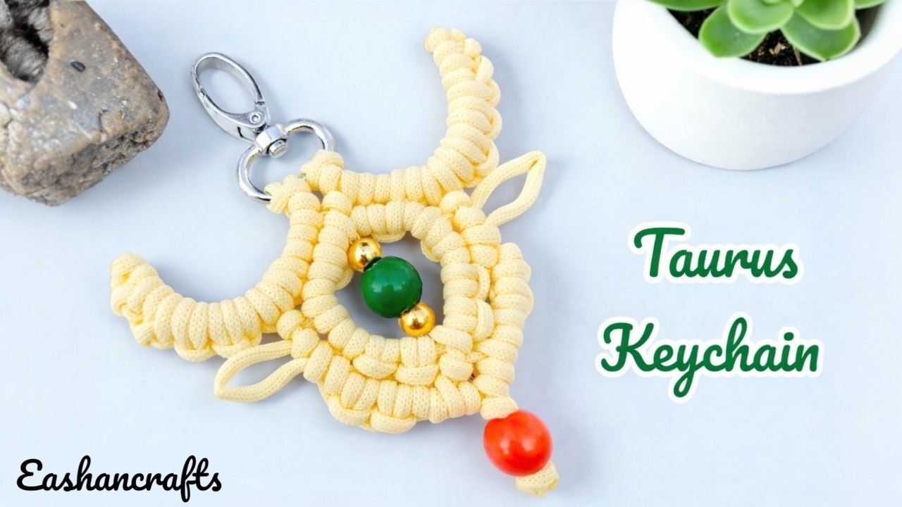 DIY Taurus♉ Macrame Keychain | Llavero Tauro en Macramé | DIY Zodiac Sign Crafts