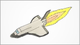 How to draw Space shuttle rocket plane for kids